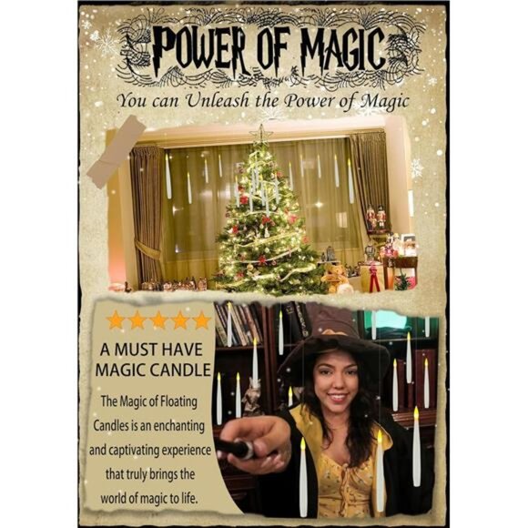 Christmas Decorations, 20 PCs Floating Candles with Wand Magic Hanging Candles - Picture 6 of 7